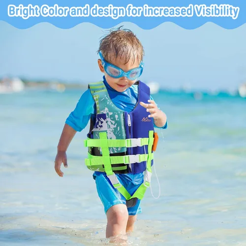 Vista 5 de MoKo Swimming Vest for Kids 20-30-50-77 lbs, Children Swim Vests Water Activity Equipment Cute Pattern Watersports Swimming Device for Toddlers Boys