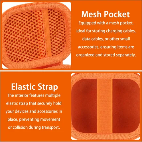 Vista 3 de co2CREA Estuche rígido para Beats Powerbeats Pro 2 con clip de mosquetón Caja Naranja Eléctrica