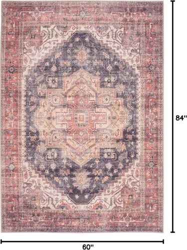 Vista 301 de GLN Rugs Traditional Collection - Alfombra de felpilla lavable a máquina, tradicional lavable, antideslizante, alfombra de felpilla de pelo corto