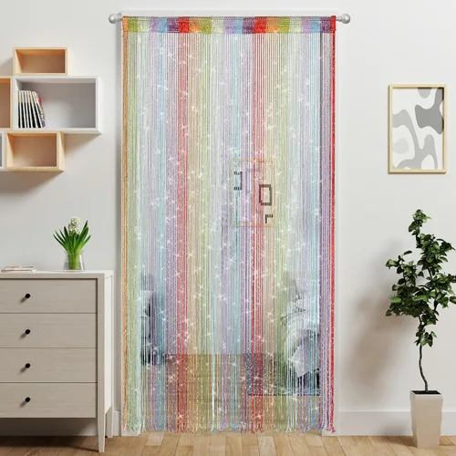Vista 15 de 2 piezas de cortina de cuentas para puerta, divisor de habitación colgante, decoración de cuentas, panel de flecos con purpurina hippie para Negro