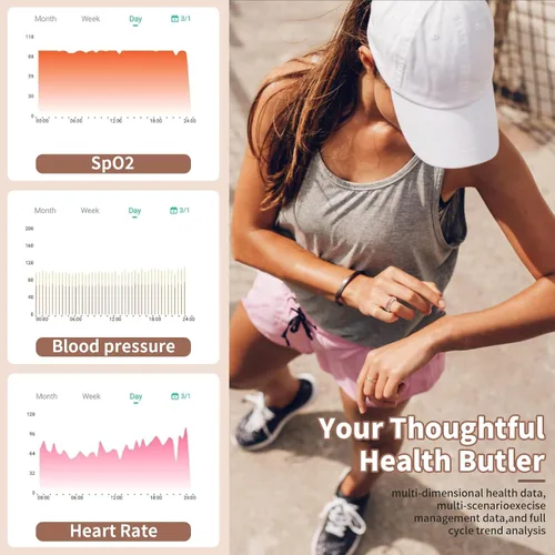 Vista 4 de Anillo inteligente para mujeres y hombres, rastreador de salud y fitness con frecuencia cardíaca, monitor de sueño, oxígeno en sangre, HRV, 128