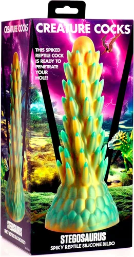 Vista 6 de CREATURE COCKS Consolador de silicona para reptiles puntiagudos para hombres, mujeres y parejas. Firme y flexible, base de succión fuerte