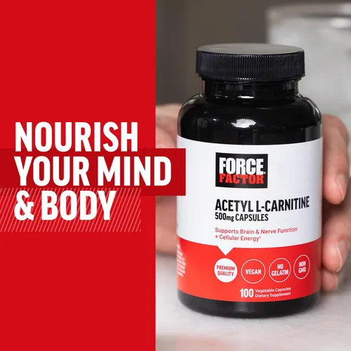 Vista 7 de Force Factor Acetil L-Carnitina Suplemento cerebral y suplemento de apoyo nervioso