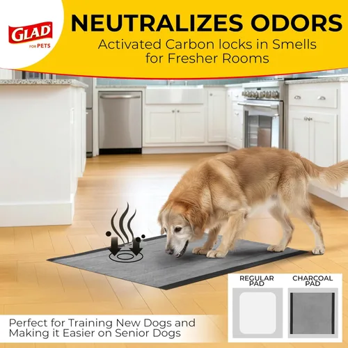 Vista 12 de Glad para Mascotas Almohadillas para Cachorros de Carbón Negro - Almohadillas Desechables Súper Absorbentes para Orina de Perro, Almohadillas