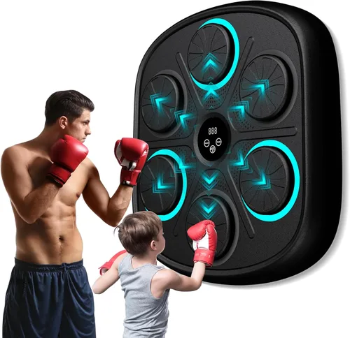 Vista 3 de OurStarry Modelo Nuevo 2025 Máquina de Boxeo Inteligente con Música para Adultos y Niños, Máquina de Entrenamiento con LED Montada en Pared, Equipo