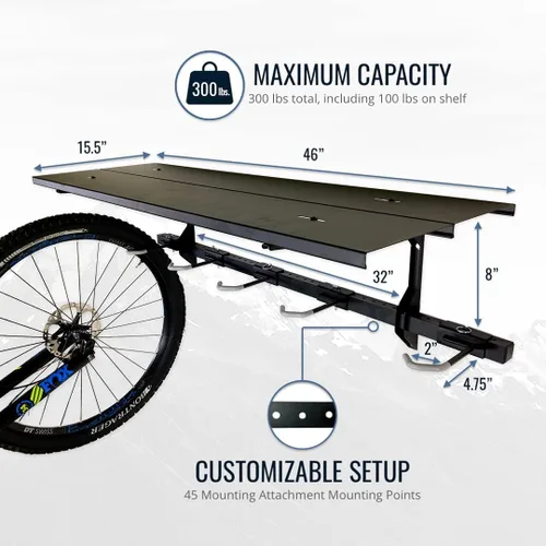 Vista 4 de StoreYourBoard Estante de almacenamiento para bicicletas con estante – Estante de almacenamiento de bicicletas de garaje resistente para 5