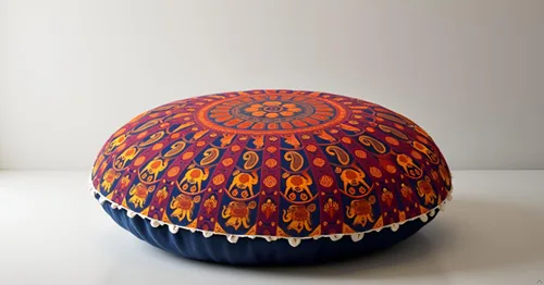 Vista 10 de CRAFT KALA Funda de cojín de 22 pulgadas para meditación, diseño de mandala, funda para puf, asiento redondo, mandala bohemio, de algodón