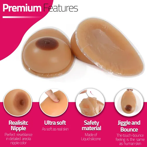 Vista 2 de IVITA Autoadhesivo Silicona Mama Formas Mastectomía Prótesis Pechos falsos Cosplay Bra Enhancer Inserts
