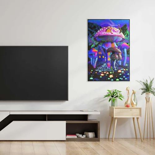 Vista 6 de Studio B Mushroom House - Póster no flocado con luz negra, 24 x 36 pulgadas