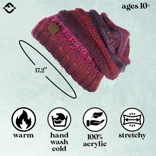 Vista 73 de Funky Junque Gorro de moda de punto trenzado de talla extragrande, grueso, abrigado, suave y holgado