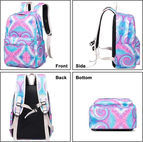 Vista 2 de CAMTOP Juego de morral y lonchera para niñas de preescolar y primaria