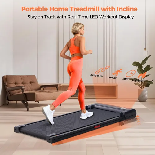 Vista 8 de Walking Pad Treadmill with Handle Bar, Portable Small Treadmill for Home, 2026 Upgrade Compact Walking Treadmill with Handles, 3.0HP Under Desk
