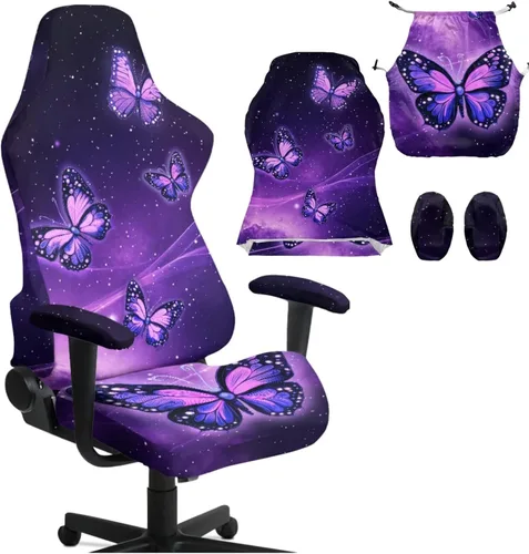 Vista 18 de Fundas para silla de juegos con cremallera de mariposa, elásticas, fáciles de poner y quitar, funda de silla de oficina de ensueño, decoración