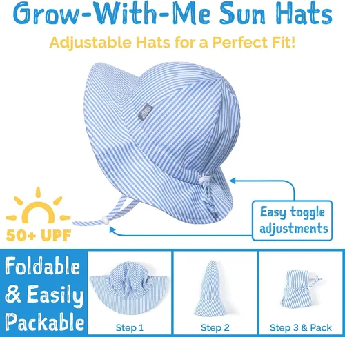 Vista 3 de JAN & JUL Sombrero de sol ajustable de algodón con protección UPF 50+ para niñas