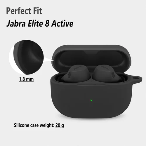 Vista 2 de Geiomoo Funda de silicona para Jabra Elite 8 Active, Jabra Elite 8 Active Gen 2, Jabra Elite 10, Jabra Elite 10 Gen 2, funda protectora con Negro