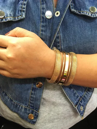 Vista 2 de Pulseras elegantes para mujer y niña, brazalete dorado
