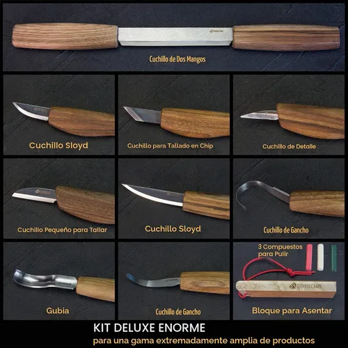 Vista 6 de BeaverCraft Kit de tallado de madera de lujo S50X – Herramientas de tallado de madera – Juego de cuchillos de tallado de madera con cuchara – Kit
