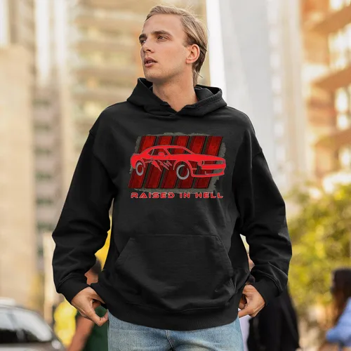 Vista 4 de Tee Hunt Raised In Hell Men's Graphic Hoodies and Crewneck Sweatshirts