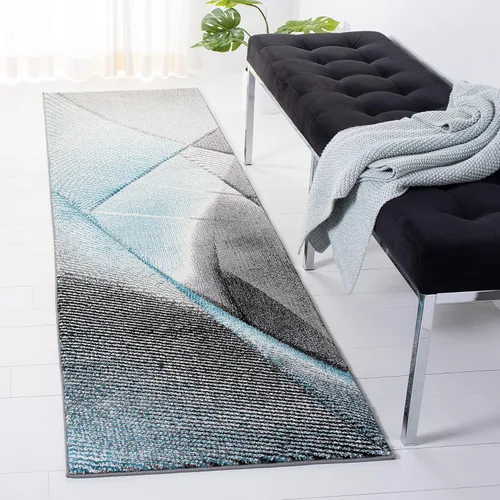 Vista 25 de SAFAVIEH Hollywood Collection - Alfombra decorativa de 2 pies 3 pulgadas x 4 pies, beige y azul, diseño moderno de mediados de siglo, no desprende
