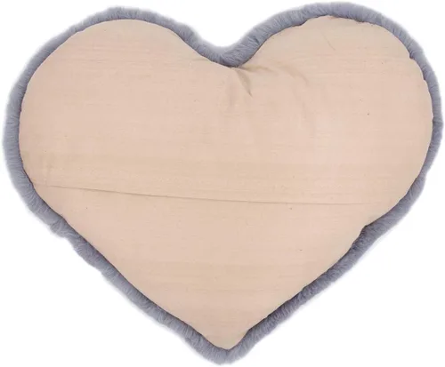 Vista 2 de surell - Almohada en forma de corazón de piel sintética - Almohada mullida y esponjosa - Almohada decorativa peluda - Ropa de cama de lujo