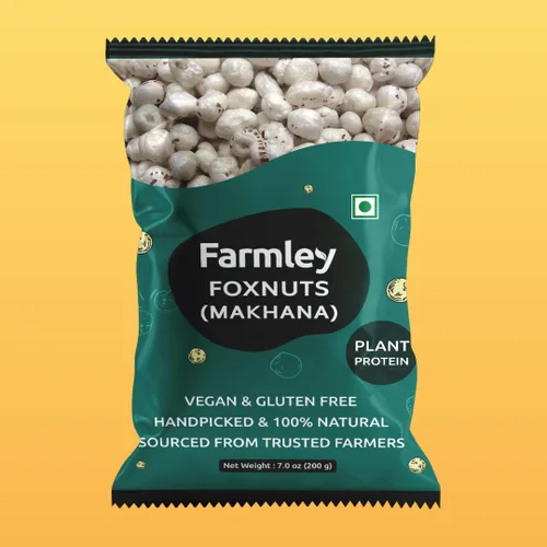Vista 4 de Farmley Phool Makhana crudo sin gluten Foxnuts crudos, semillas de loto reventadas, 100% natural y crujiente, aperitivo nutritivo alto