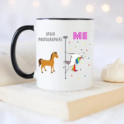 Vista 4 de YouNique Designs Taza para fotógrafos, 11 onzas, color blanco, taza de unicornio, regalos de fotografía para fotógrafos, regalos para amantes