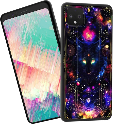 Vista 119 de Funda delgada para Google Pixel 4 XL, funda delgada de silicona de TPU suave a prueba de golpes para Google Pixel 4 XL, gato negro luna estrellada