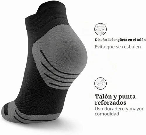 Vista 4 de PAPLUS Ankle Compression Socks for Women Running Socks With Arch Support negro (6 pares)