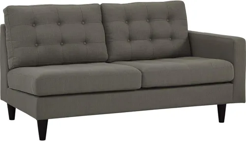 Vista 25 de Sofá esquinero Modway Empress, estilo de mediados de siglo, tapizado de tela en avena, Tela, Celeste