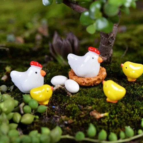 Vista 7 de Hiawbon Mini gallinero de madera retro en miniatura para pollo, gallinero, pollo, huevo, adorno de nido de pollo, micro paisaje, decoración