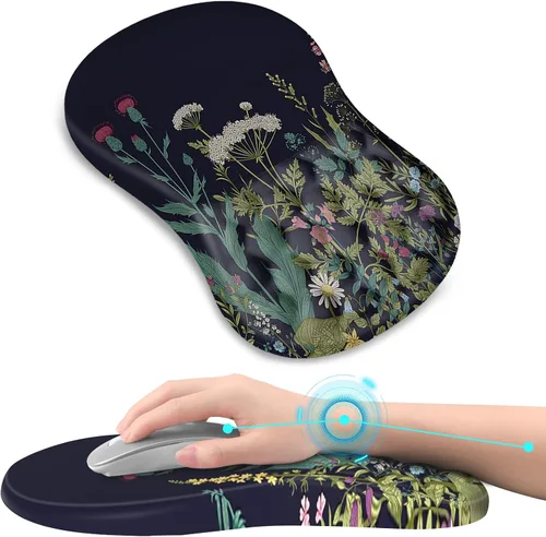Vista 11 de AIMSA Alfombrilla de mouse con soporte para reposamuñecas, ergonómica, diseño de espuma viscoelástica, alivio del dolor, cómoda base de poliuretano