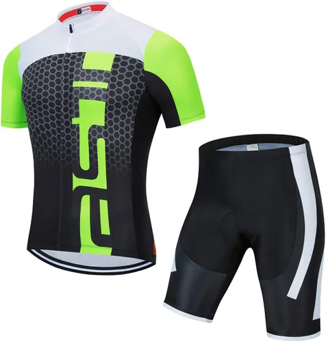 Vista 27 de Ciclismo Jerseys Sets Manga Corta Bicicleta Ropa Trajes Bicicletas Top Hombres MTB Jersey Transpirable Verano Verde Negro 1