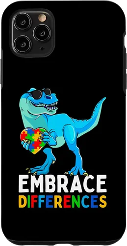 Vista 11 de Carcasa para iPhone 15 con diseño de rompecabezas de dinosaurios, concientización del autismo para niños