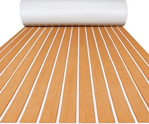 Vista 9 de FOCEAN Boat Flooring EVA Foam Boat Decking Faux Teak Marine Flooring Marine Mat Sheet for Motorboat Jon Boats Bass Boat RV Kayak, 94.5"x