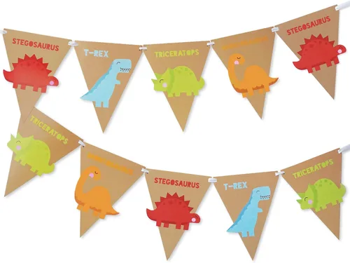 Vista 3 de 24 adornos para cupcakes de dinosaurio + 24 envolturas. Red Fox Tail Darling Dinosaurs - Kit de magdalenas