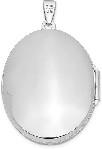 Vista 3 de Collar de cadena con dije ovalado de plata de ley 925 de 1260in con foto de 1260in que sostiene fotos joyería fina para mujeres regalos para ella