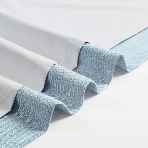 Vista 6 de Cortinas azul empolvado completamente opacas con pliegues de pinza, textura de lino, con aislamiento térmico, panel de tratamiento de ventana de 84