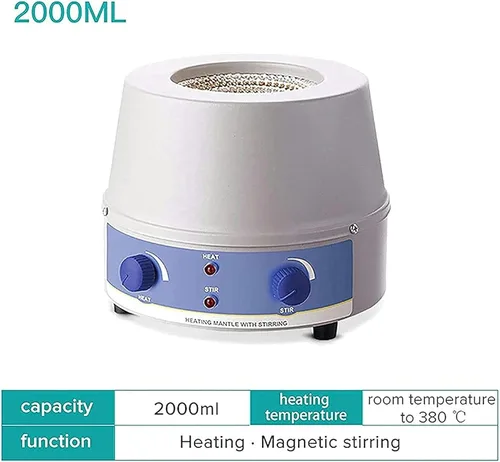 Vista 2 de Manto de calefacción con agitador magnético de laboratorio, 100/500/1000/67.6 fl oz mezclador agitador magnético para calentar y agitar, 100-2400 W