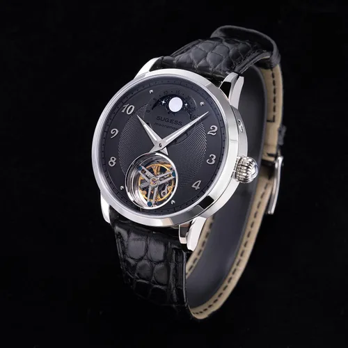 Vista 4 de Sugess S429.02 Tourbillon Master MoonPhase Seagull ST8235 Reloj mecánico de cristal de zafiro para hombre, plateado