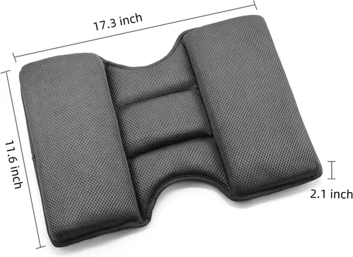 Vista 6 de Almohada de apoyo lumbar para automóvil, diseño ergonómico con 5 secciones ideal para conducción larga, funda de malla 3D transpirable y correa