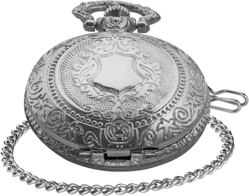 Vista 2 de Silvery Shield - Reloj de bolsillo de cuarzo con movimiento de cuarzo, reloj de bolsillo de cuarzo con escala digital de número arábigo con clip