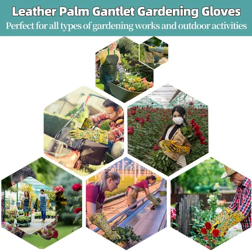 Vista 8 de Guantes Largos de Jardinería, Resistentes a Espinas y Pinchazos, Guantes Protectores para Rosas y Cactus para Jardinero, Regalos