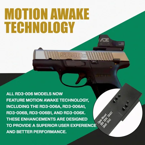 Vista 3 de Ade Advanced Optics RD3-006X Mini mira refleja punto verde – pistola óptica con placa de montaje para Ruger SR9, SR9C, SR40C, SR40, SR45 – Mira