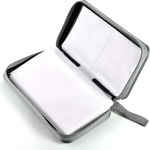 Vista 4 de LIOVODE Funda para DVD, estuche portátil para CD de capacidad para 96, organizador de cartera de DVD de plástico duro, organizador para coche CD
