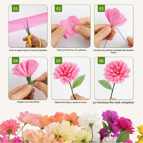 Vista 4 de 24 Colors Crepe Paper Roll 10 X 98inch Papel Crepe Video Tutorial