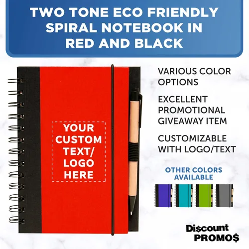 Vista 3 de DISCOUNT PROMOS Juego de 100 cuadernos de bloques ecológicos personalizados con bolígrafos, paquete a granel personalizado, perfecto