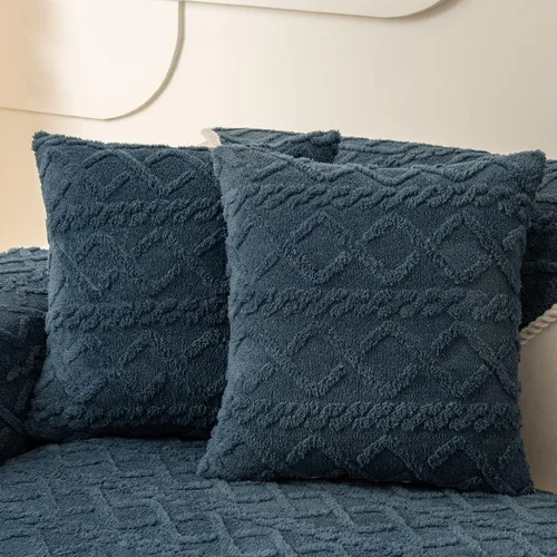 Vista 20 de vctops Fundas de sofá de jacquard geométrico de lujo para sofá de granja, funda neutra antideslizante para sofá seccional, funda suave y cálida