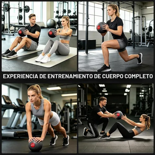 Vista 6 de Slam Ball - Pelotas medicinales con peso para ejercicio y entrenamiento, fuerza, cardio, entrenamiento cruzado y entrenamientos básicos Negro