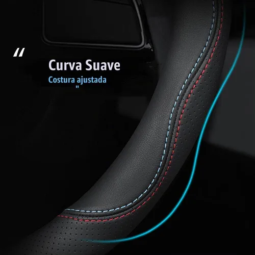 Vista 6 de HAOTULE Funda universal para volante de automóvil, de piel de napa, 15 pulgadas, color negro