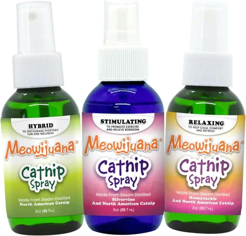 Vista 11 de Meowijuana Catnip & Silvervine Spray for Cats, 3 oz Dual-Herb Mist